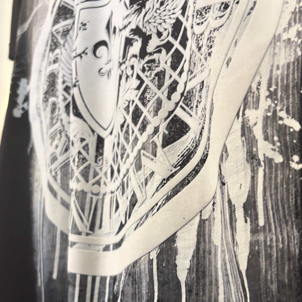Balmain Black and White Graffiti Crest T-Shirt - Picture 9 of 9
